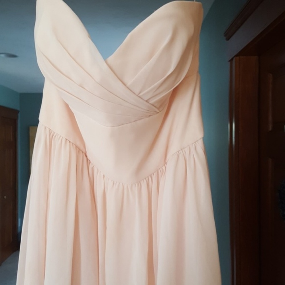 Prom bridesmaid blush pink dress
